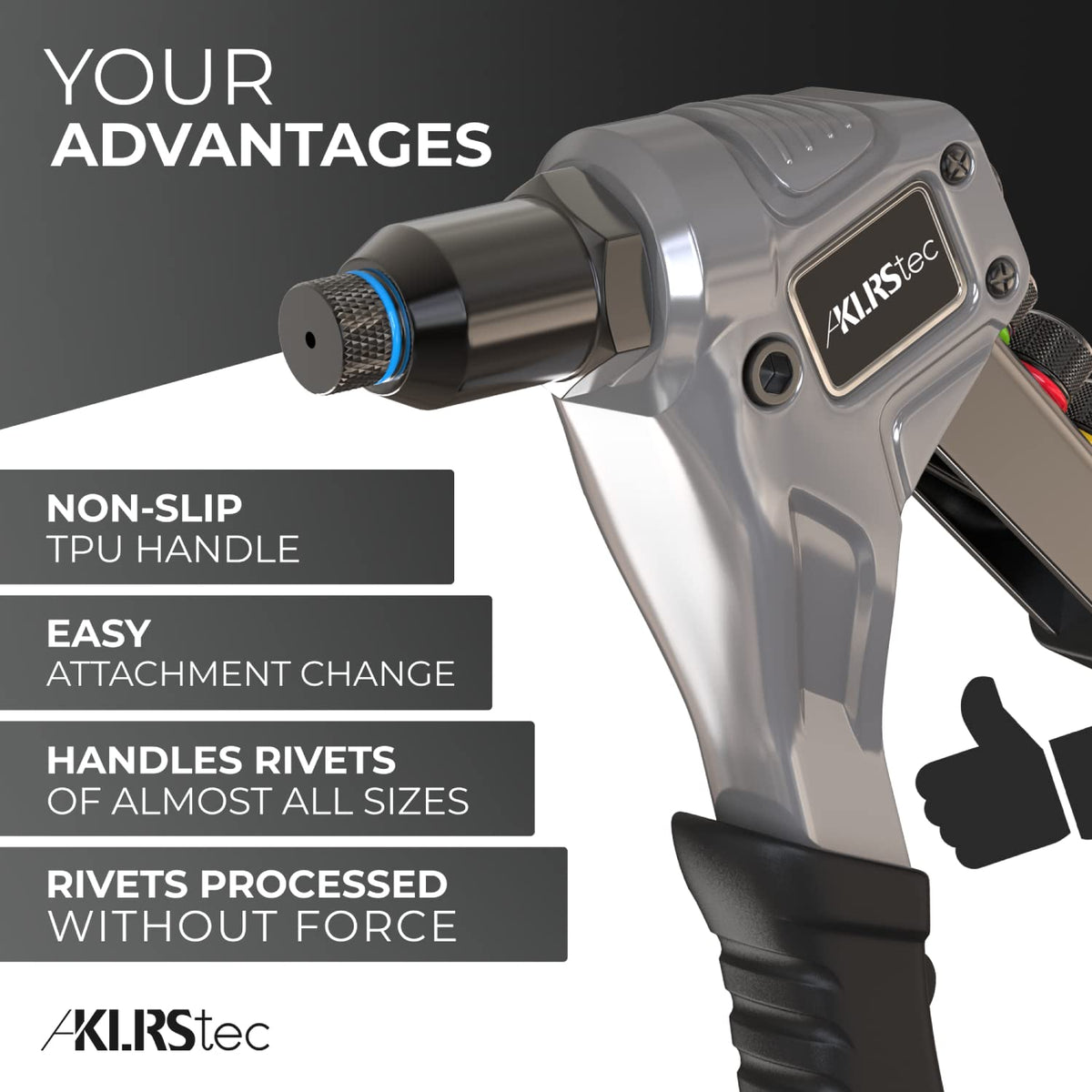 KLRS textured TPU grip closeup for reduced hand fatigue advantage