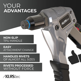 KLRS textured TPU grip closeup for reduced hand fatigue advantage