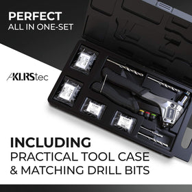 KLRS rivet gun setting a blind rivet in sheet metal for reliable joins