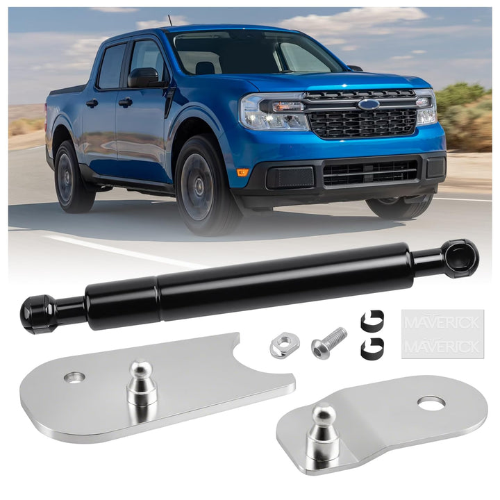 Klutchtech front packaging showing complete Maverick tailgate assist kit and benefits