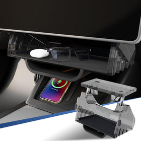 Klutchtech front view of under-screen tray showing clean fit and added storage
