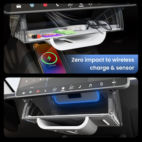 Klutchtech holding phone sunglasses and keys showing organized quick-access benefit