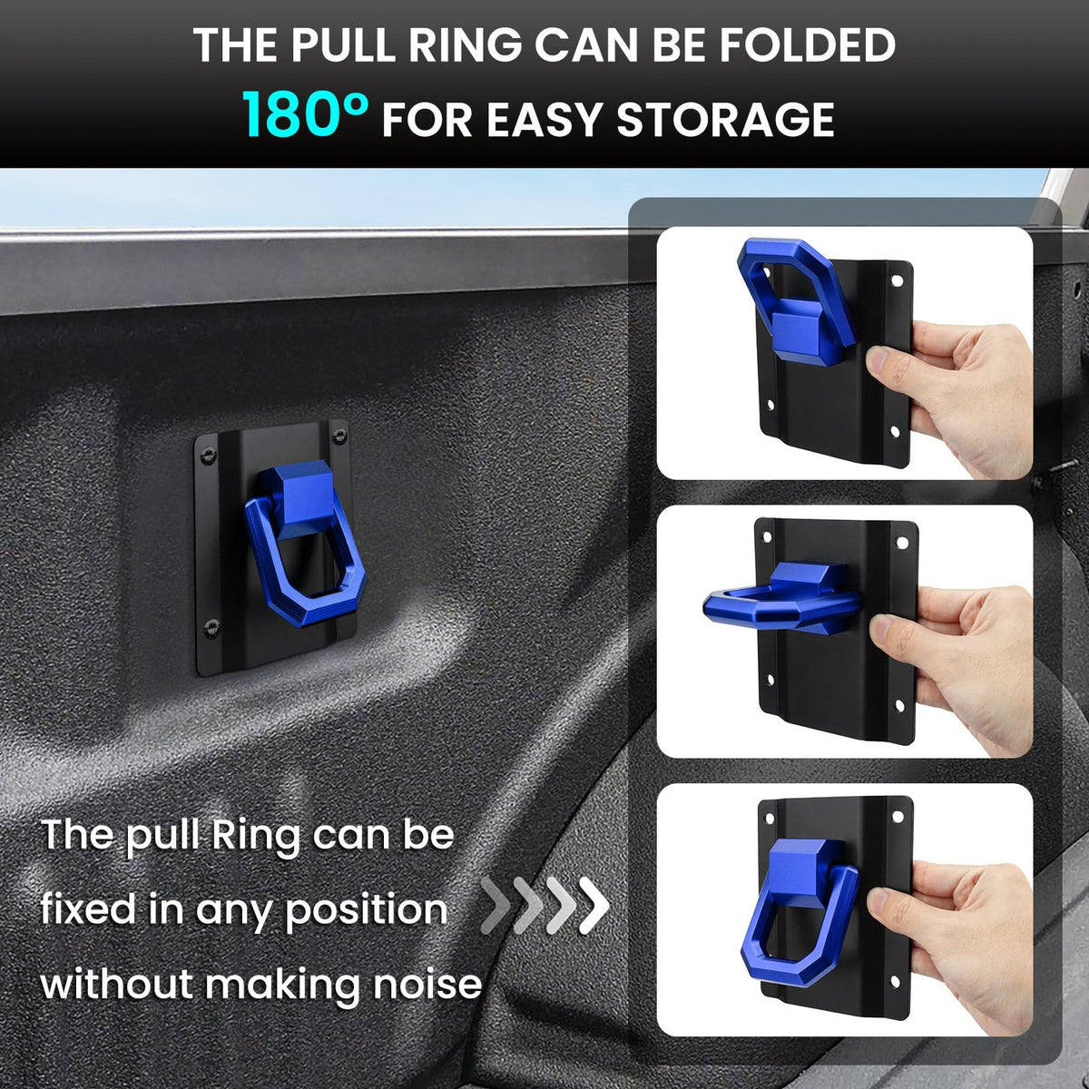Klutchtech pull ring open at 180 degrees, demonstrating flexible strap angles