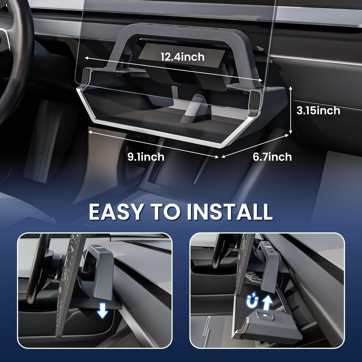 Klutchtech tray holding a smartphone for easy reach and organized cabin