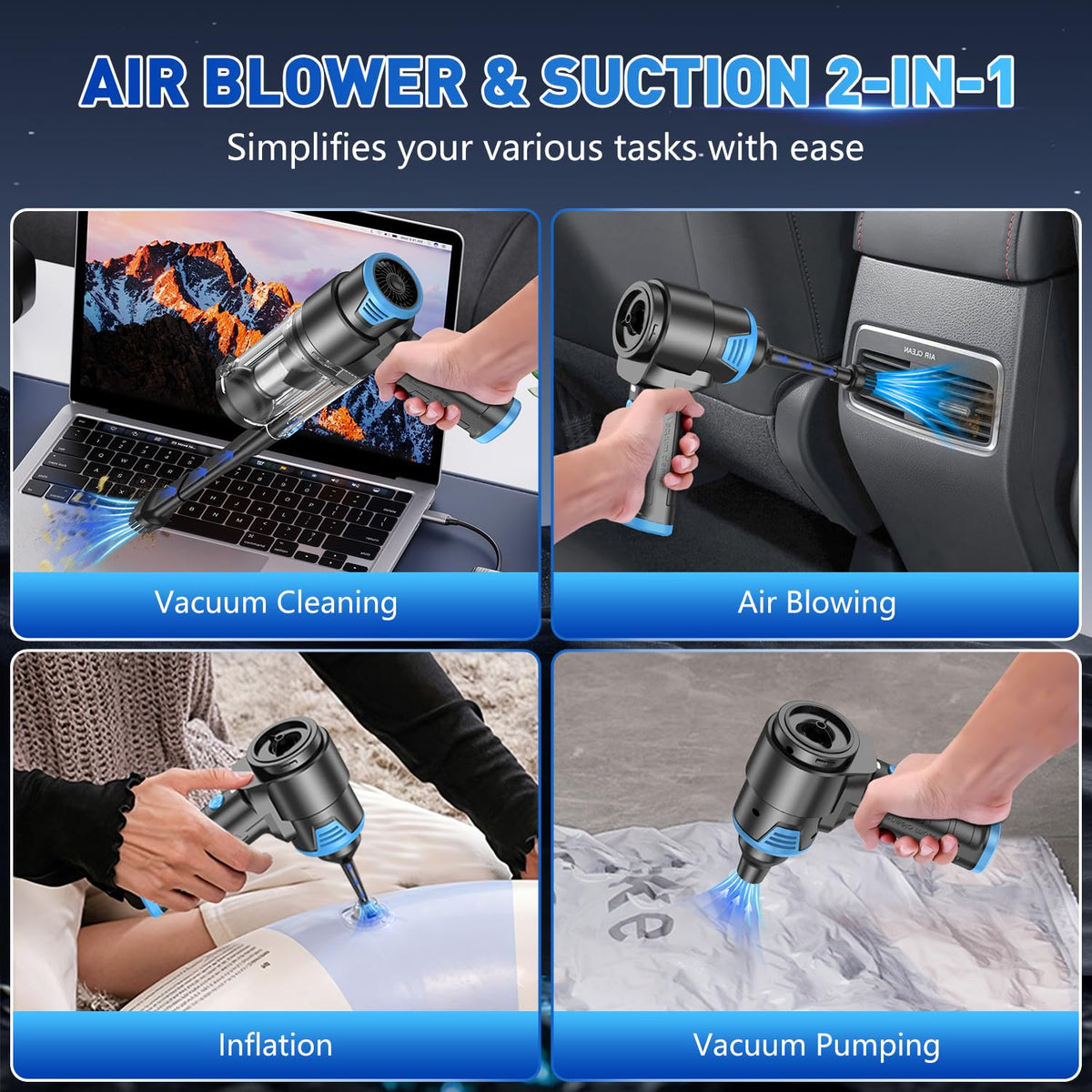 KMM seven accessories laid out to illustrate versatile nozzles and multi-task cleaning