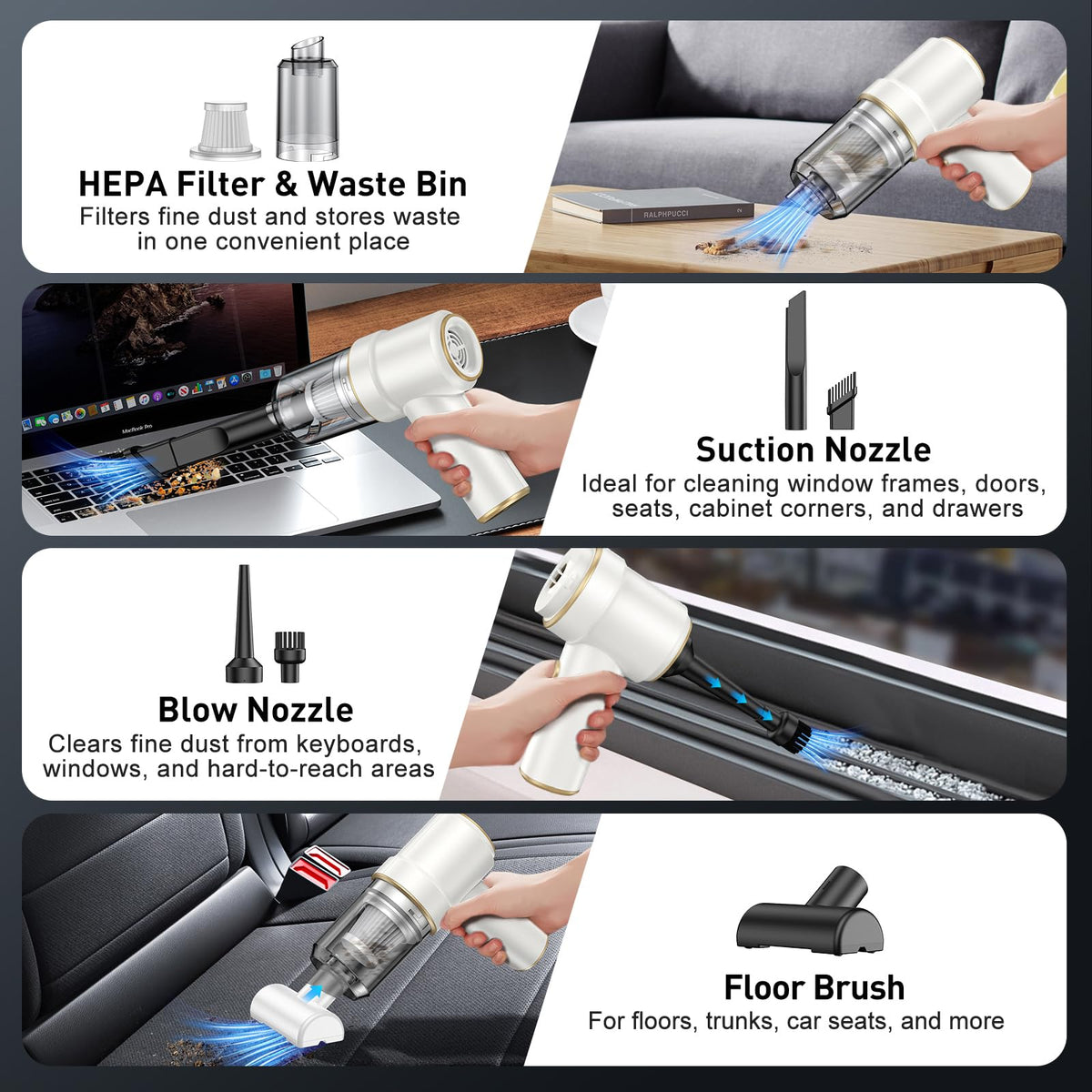 KMM blowing function clearing keyboard dust for better electronics care