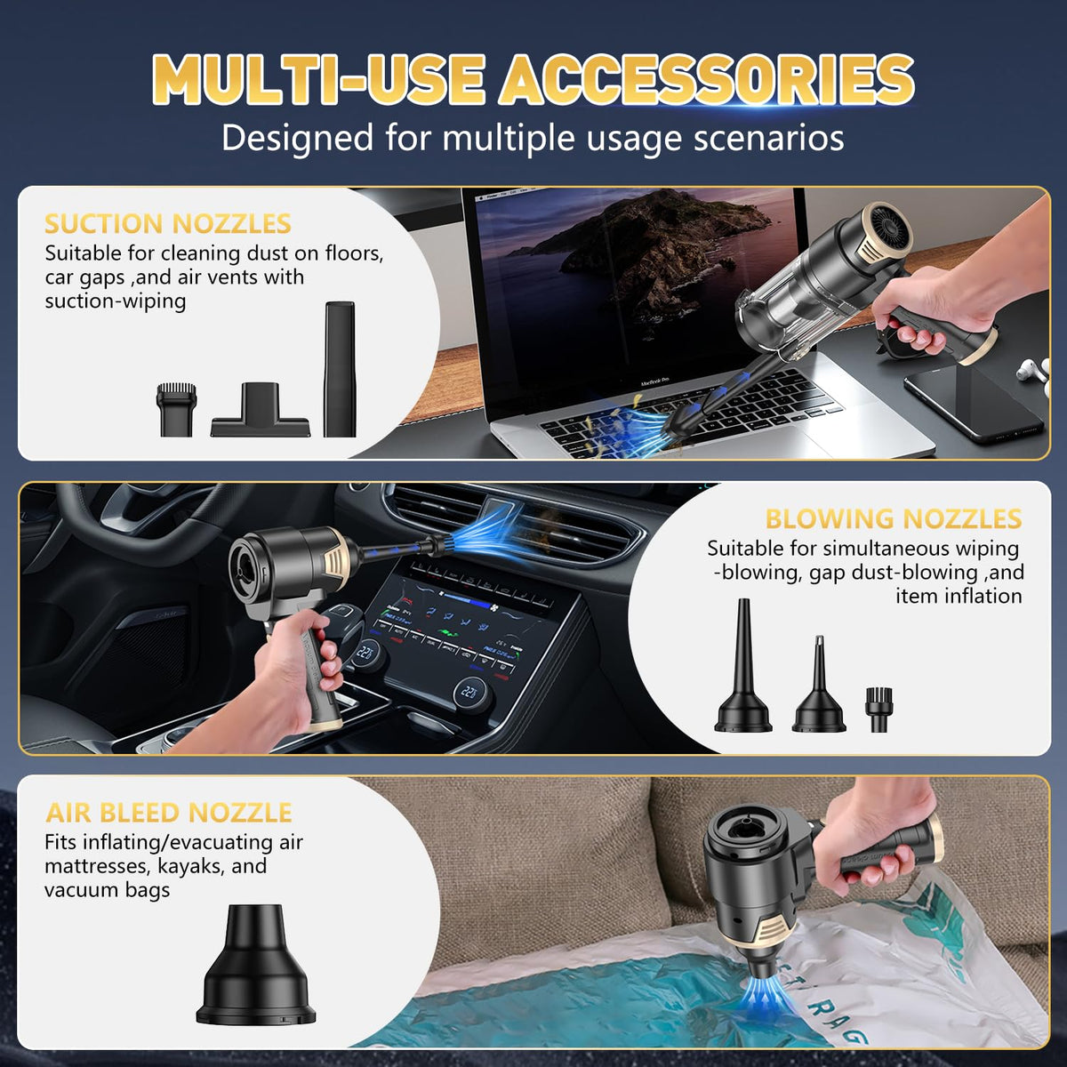 KMM blow nozzle clearing keyboard dust quickly and safely