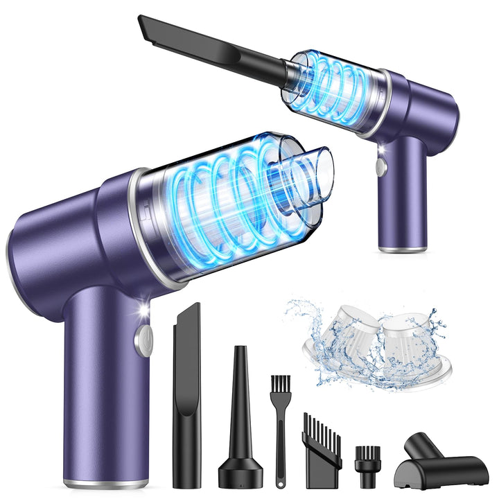 KMM handheld vacuum front view showing compact design and easy grip, ideal for quick cleaning