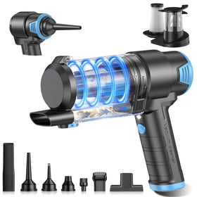 KMM handheld vacuum front view showing controls and compact design for easy handling