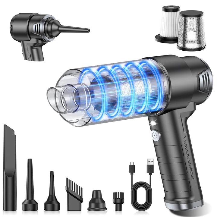 KMM handheld vacuum front view showing design and portability benefit