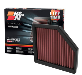 K&N 33-3174 front view showing filter profile and increased airflow benefit