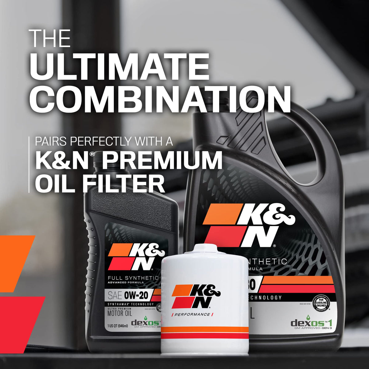 K&N motor oil being poured into car engine supporting reliable protection in use