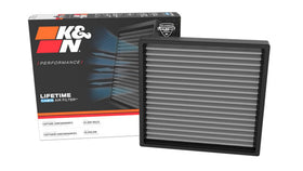 K&N front view of cabin filter showing shape and fit, improved airflow benefit