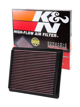 K&N front packaging view showing model 33-2106-1 and quick benefits