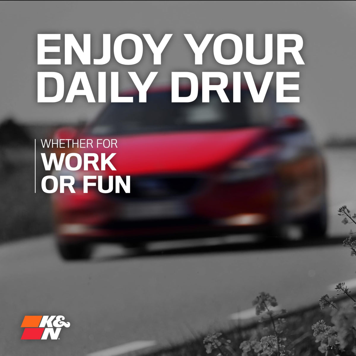 K&N filter installed in engine bay improving airflow and response