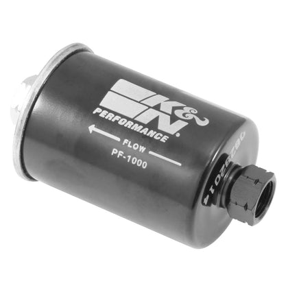 K&N front view of PF-1000 showing canister and mounting, protects fuel system