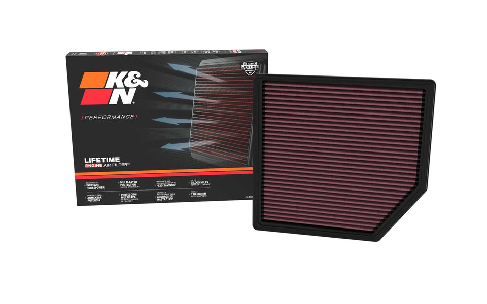 K&N front view of filter showing fit and durable design benefit