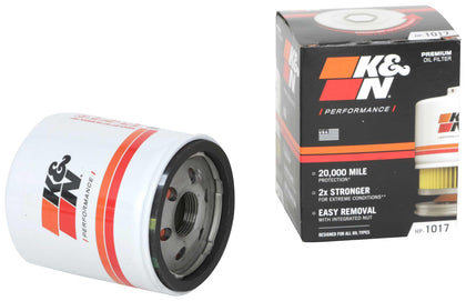 K&N HP-1017 front view showing durable canister and threaded base for reliable fit