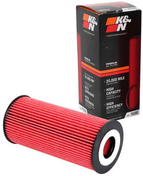 K&N HP-7036 front view showing robust canister and fitment benefit
