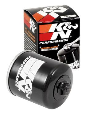 K&N KN-303 front view showing durable canister and label, ensures reliable protection