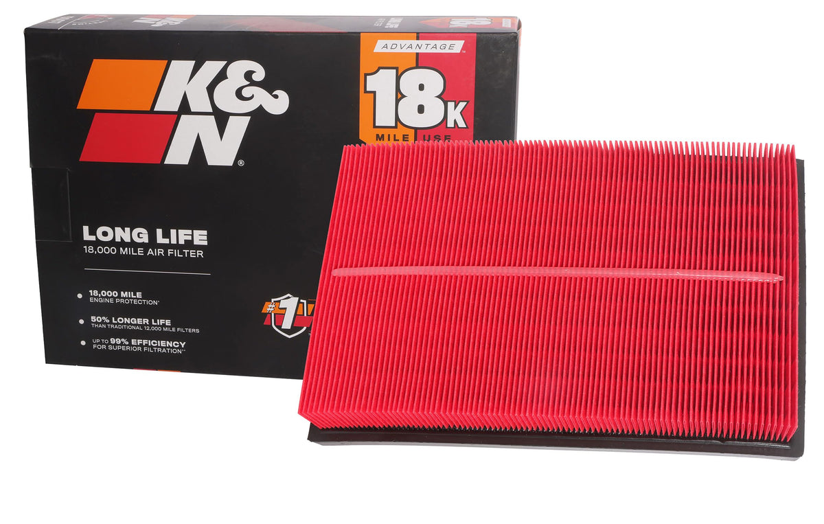 K&N KNA-2381 front view showing full filter and frame for easy fitment