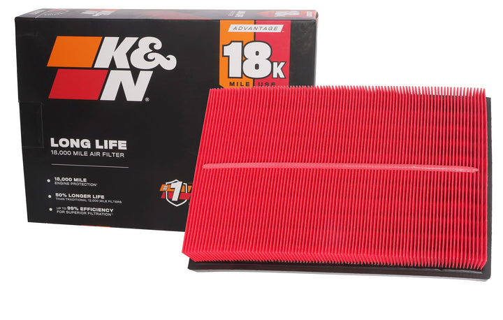 K&N KNA-2381 front view showing full filter and frame for easy fitment
