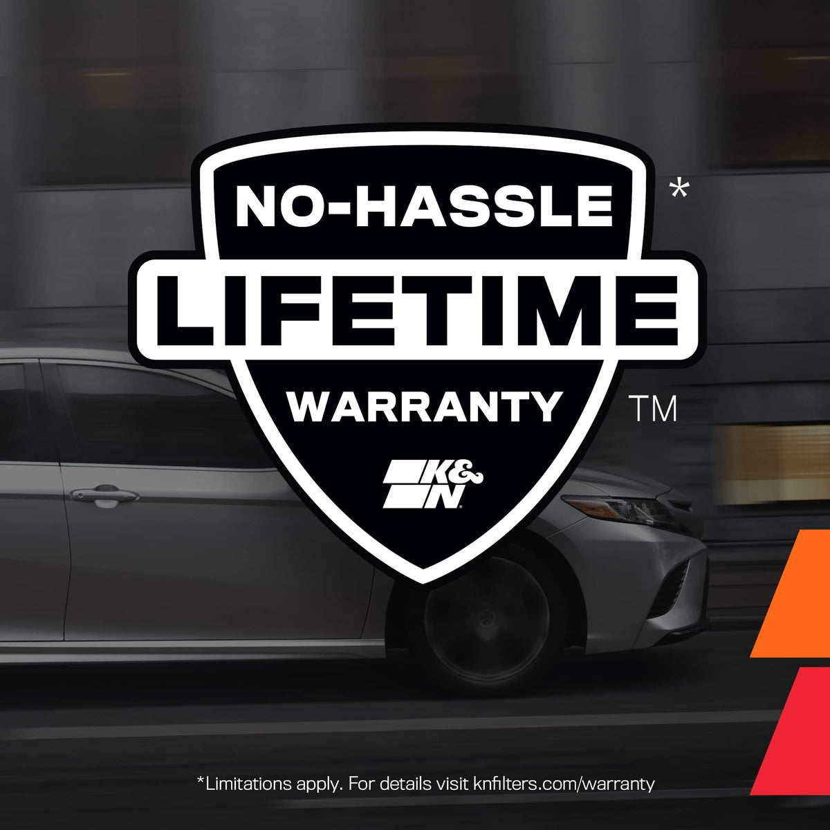 K&N lifestyle shot with luxury car illustrating performance and aesthetic benefit