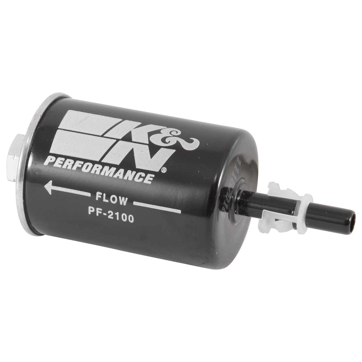 K&N PF-2100 front view showing durable canister and inlet outlets for reliable protection