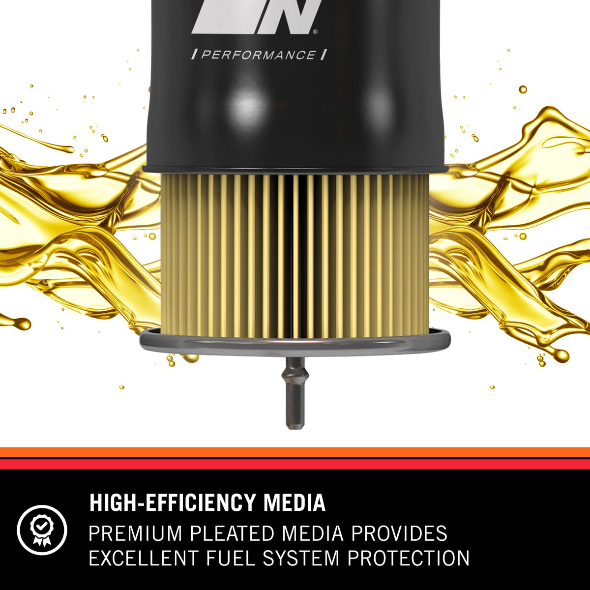 K&N PF-2100 side view highlighting heavy-duty steel canister for long-lasting strength