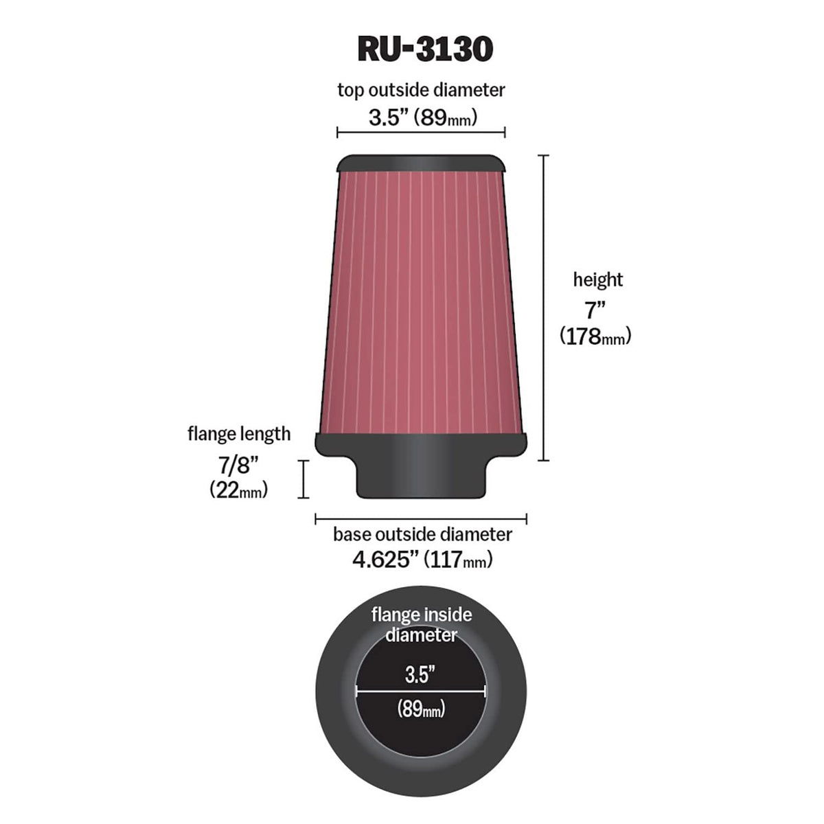 K&N RU-3130 close-up of cotton gauze media emphasizing filtration benefit