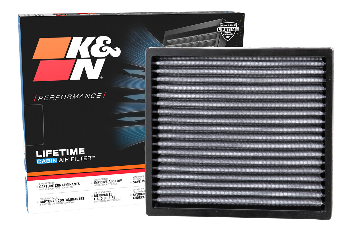 K&N VF2000 front packaging showing product and benefits for long-term savings