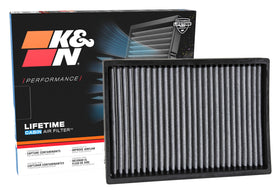 K&N VF2027 front view showing reusable cabin filter and clean airflow benefit