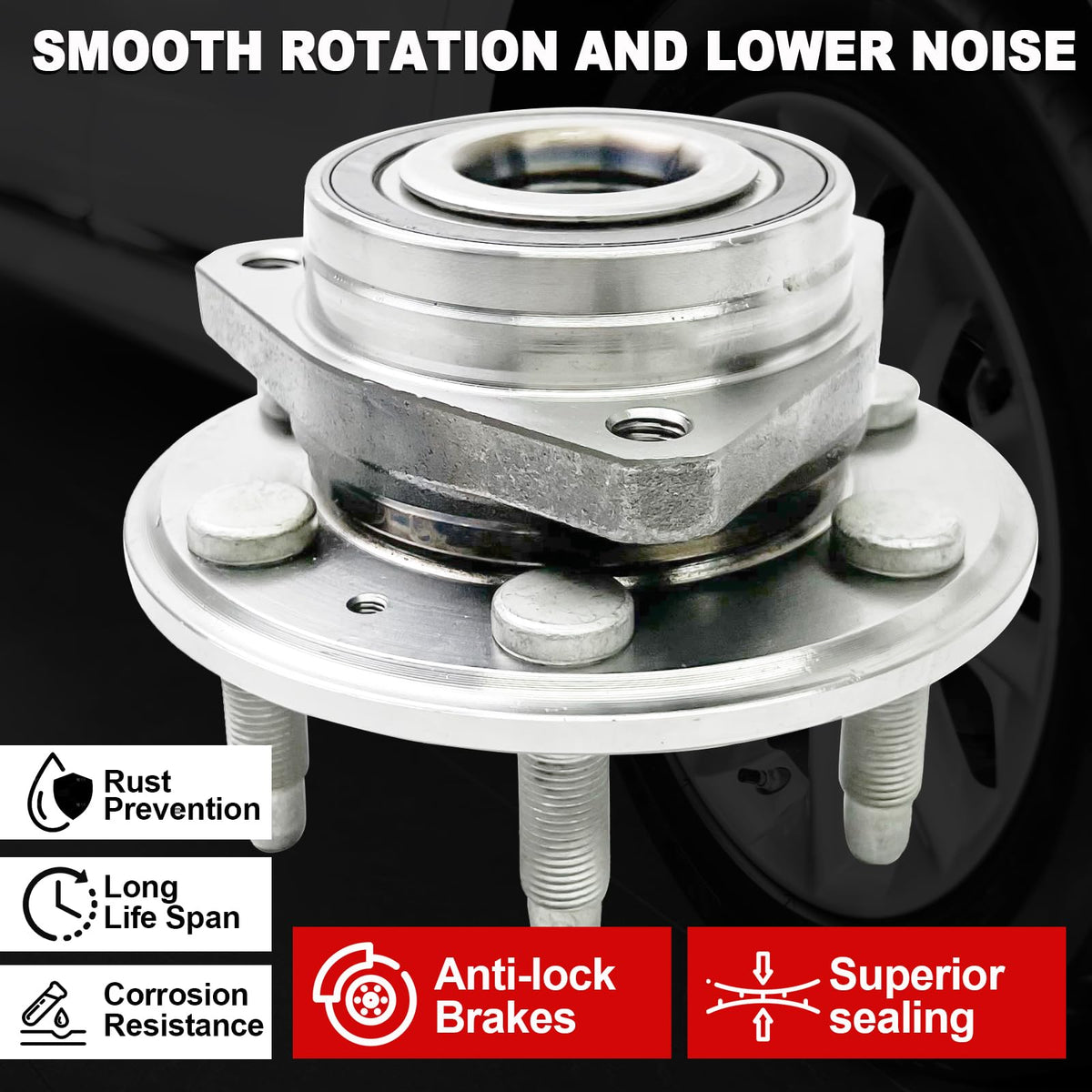 KNOLET wheel studs and bolt pattern image showing six-lug configuration for secure mounting