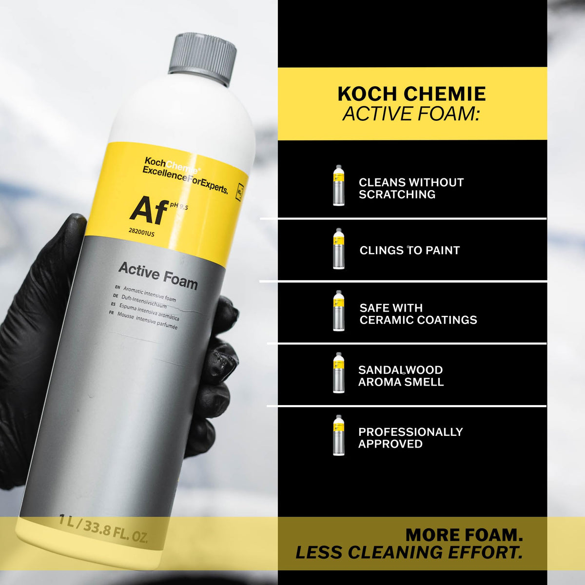 Close-up of KOCHCHEMIE label highlighting phosphate-free claim and safety benefit