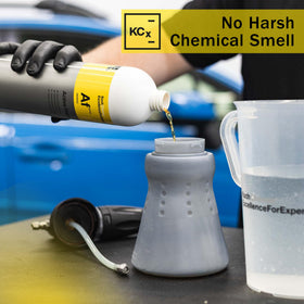 Pouring KOCHCHEMIE Active Foam into a bucket showing easy dosing benefit