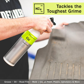 KOCHCHEMIE Green Star degreasing a car engine bay to remove heavy oil and grime