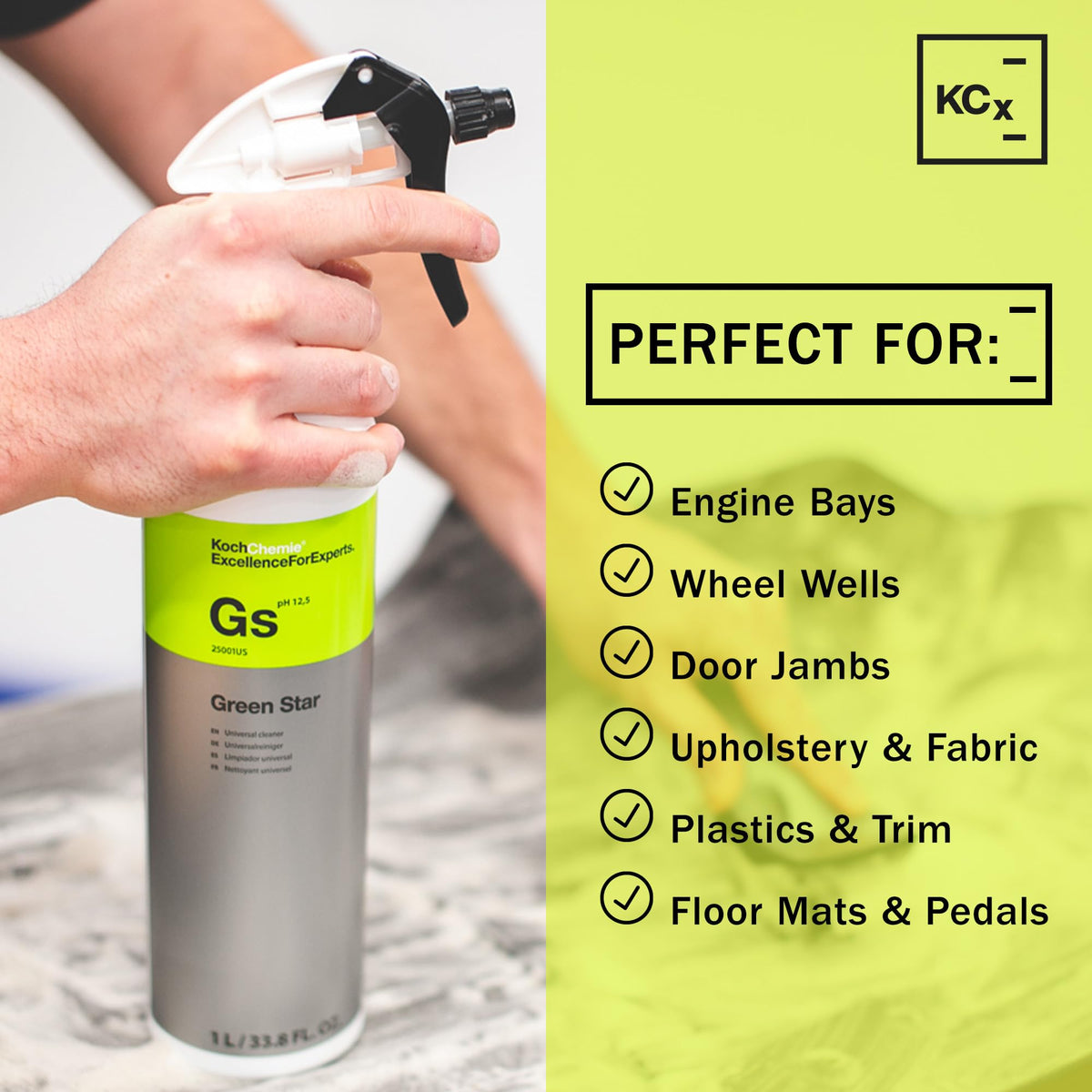 KOCHCHEMIE Green Star producing thick foam from a foam cannon for clinging action