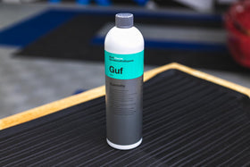 KOCHCHEMIE Gummifix on a detailer workbench with cloths demonstrating use