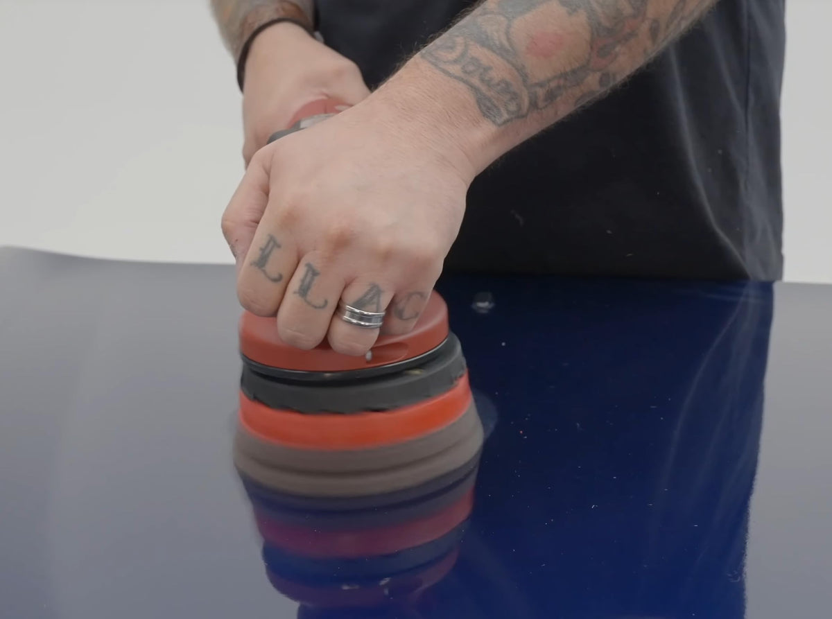 KOCHCHEMIE in use with polisher removing scratches for faster correction
