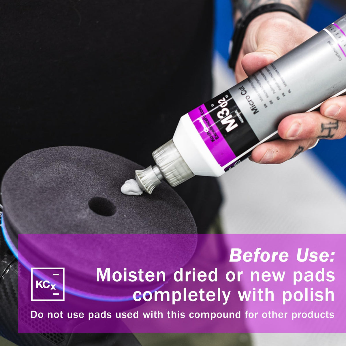 KOCHCHEMIE M3.02 before and after panel comparison showing defect removal and improved shine