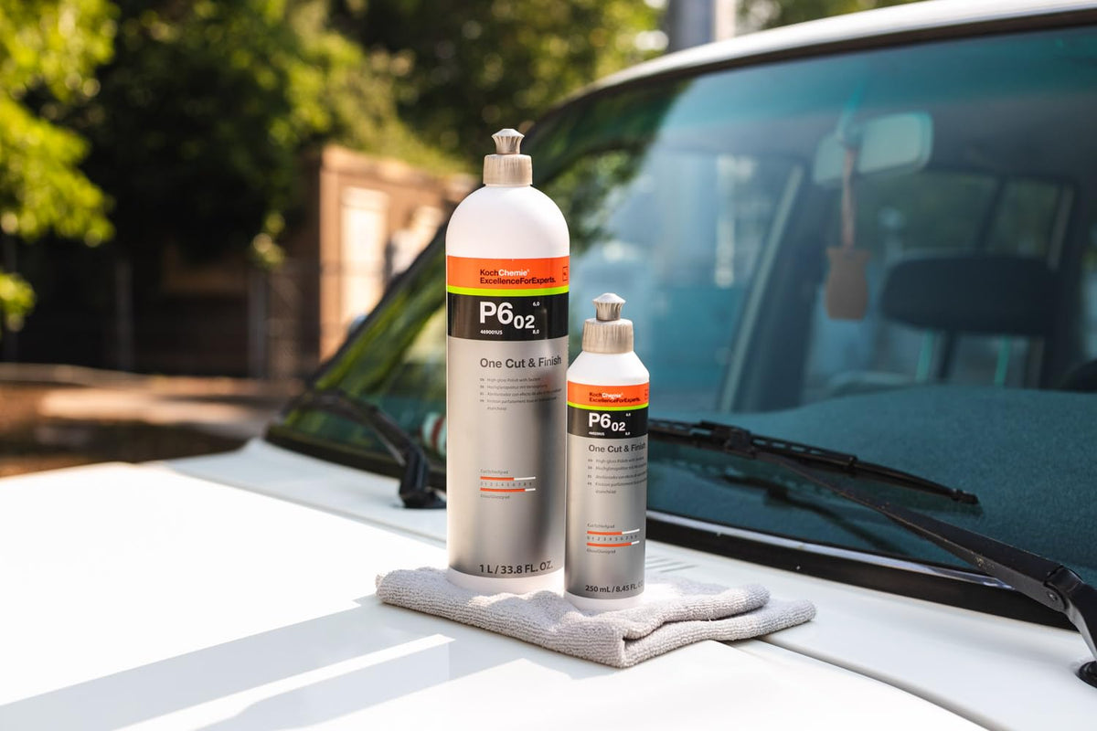 KOCHCHEMIE pad in use on paint demonstrating fast cut and shine