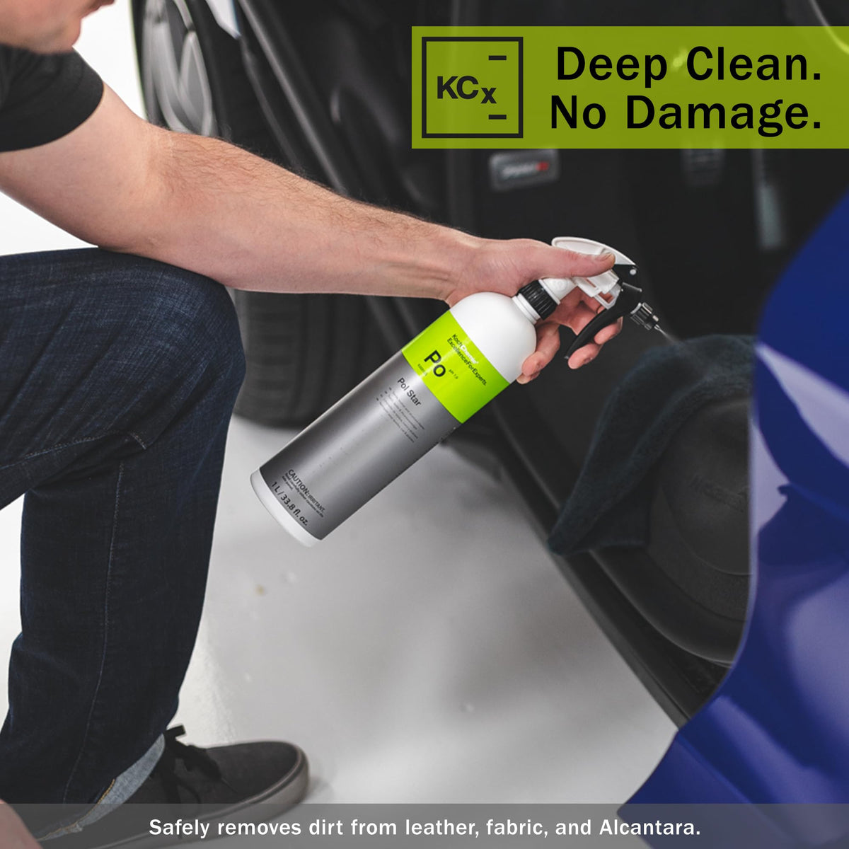 KOCHCHEMIE used on Alcantara seat showing safe suede cleaning and texture preservation benefit