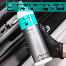 KOCHCHEMIE applying product to leather seat demonstrating conditioning and supple look