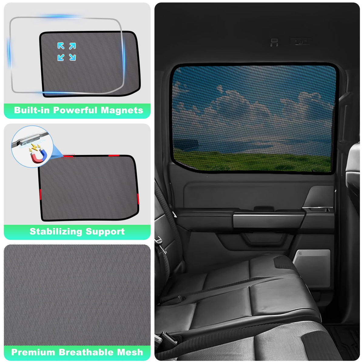 KOCZIL lifestyle with family in backseat showing comfort and sun protection