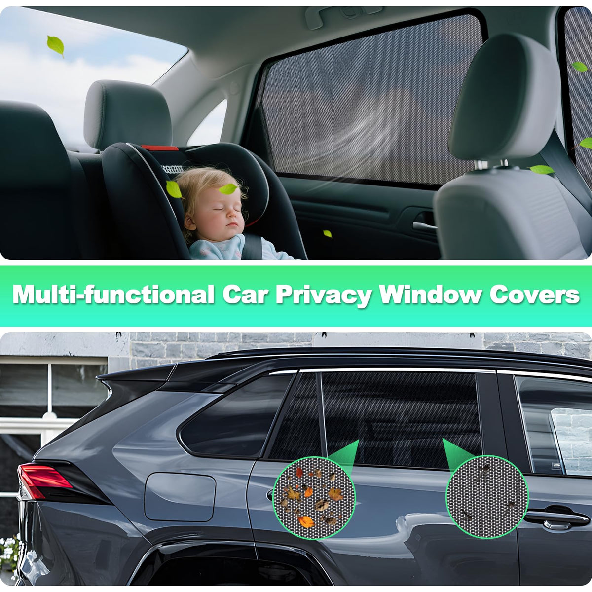 KOCZIL shade installed in RAV4 rear door reducing glare and heat inside