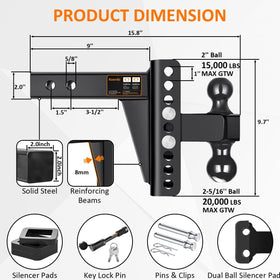 Koerdo adjustment scale showing 1-inch increments for level towing benefit