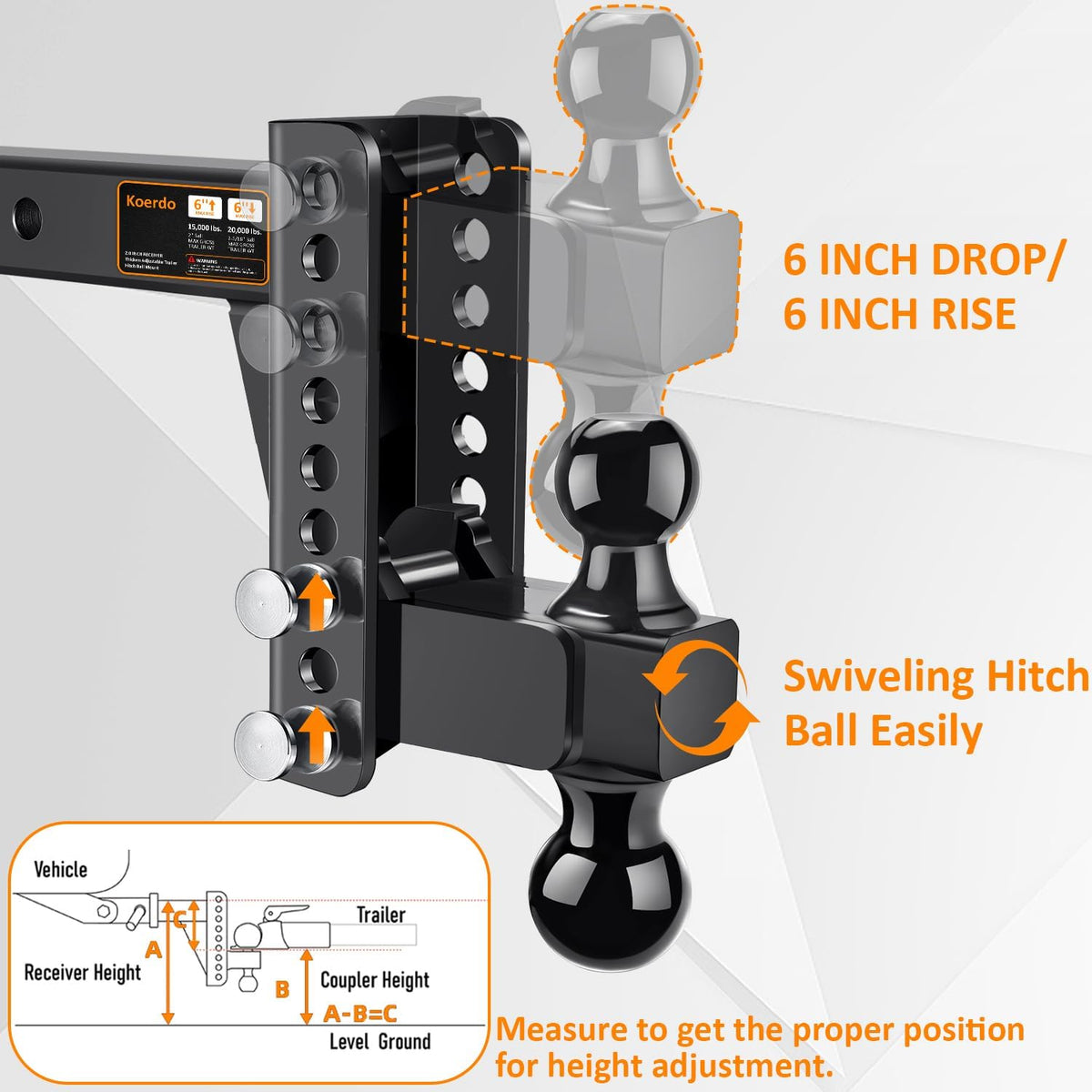 Koerdo side profile showing 6-inch drop and rise flexibility benefit