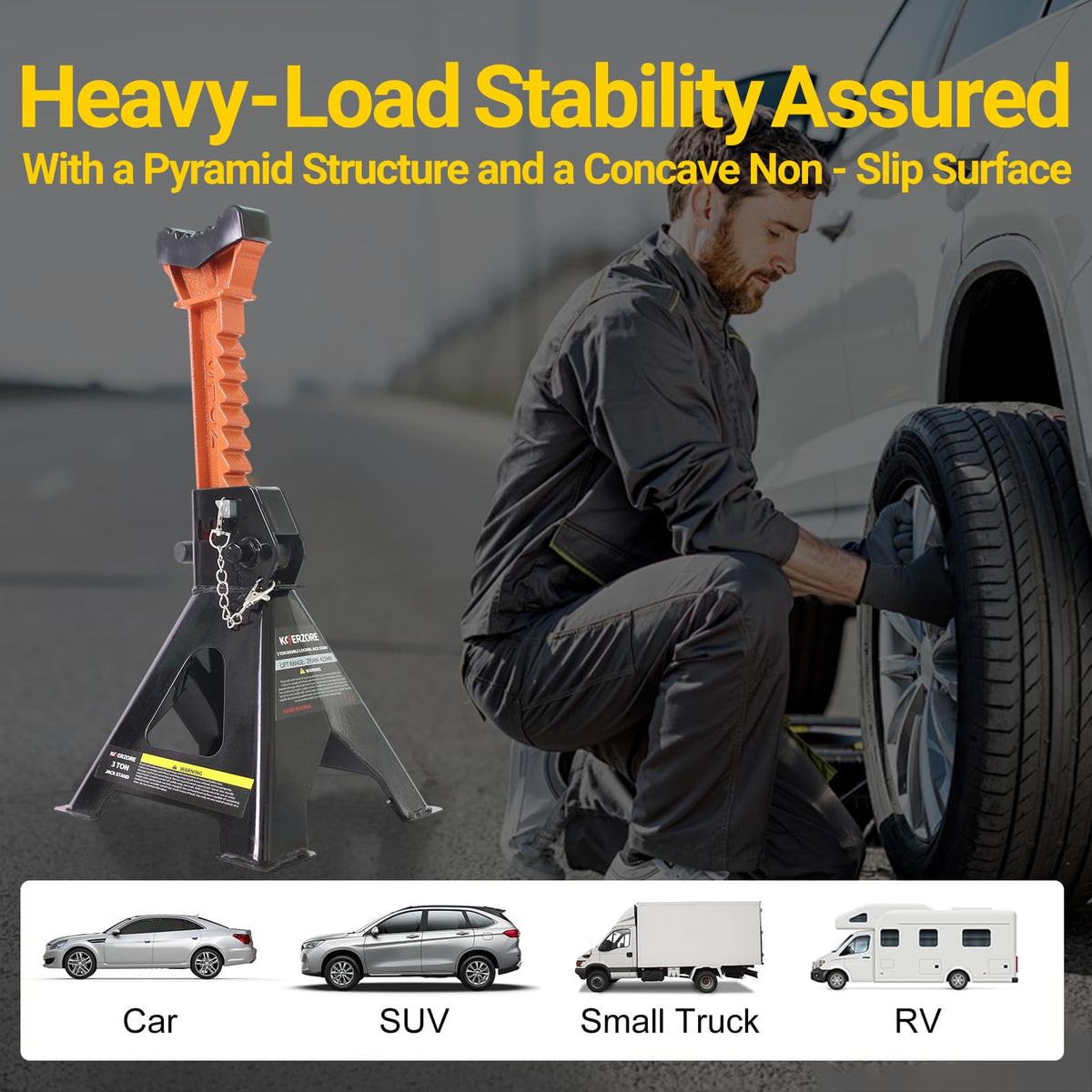 KOERZORE stands next to tape measure showing adjustable height range