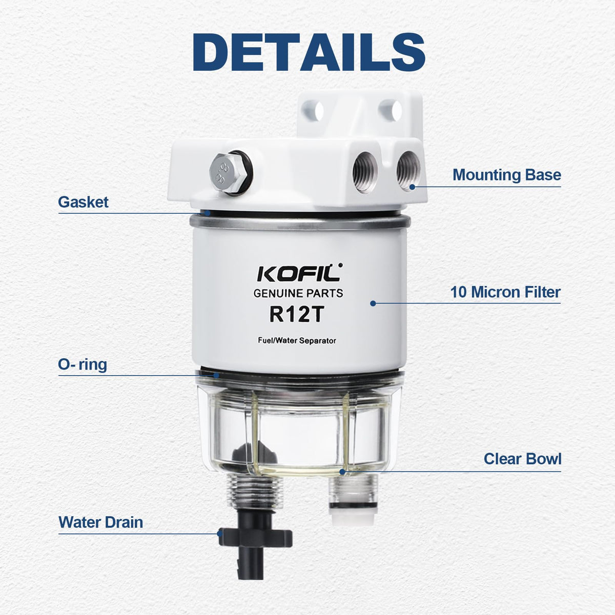 KOFIL bowl detail with rust-resistant coating, protecting separator from corrosion
