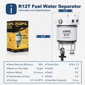 KOFIL R12T mounted on outboard engine, demonstrating simple replacement fitment